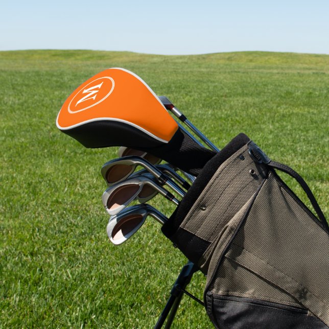 Create Custom Personalized Orange White Monogram Golf Head Cover (In Situ)
