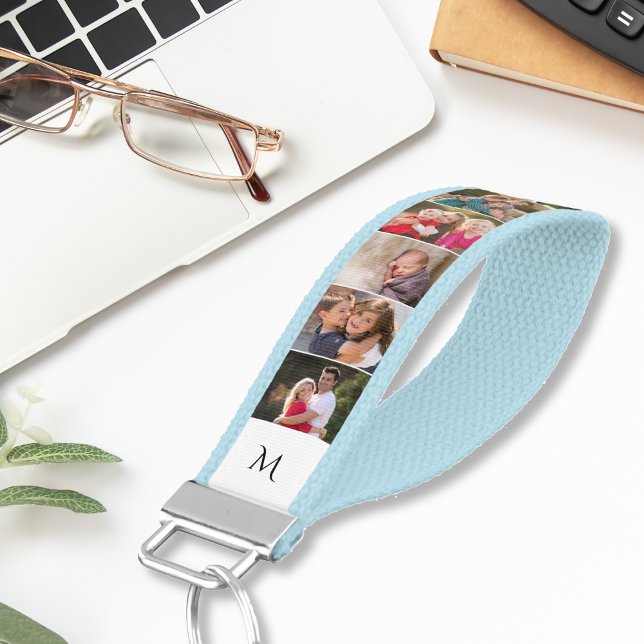Create Custom Personalized Photo Collage Monogram Wrist Keychain (Create Custom Personalized Photo Collage Monogram Wrist Keychain)