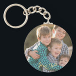 Create Custom Personalized Photo Round Keyring<br><div class="desc">Create your own custom, personalized, round photo keychain / keyring. Simply add your photo and text, to customize. While you add / design, you'll be able to see a preview of your creation, throughout. The keyring features text in elegant faux gold typography script. Makes a great gift for birthday, graduation,...</div>