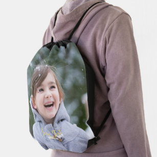 Create Custom Personalized Photo School Sports DIY Drawstring Bag