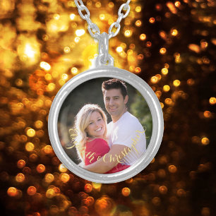 Create Custom Personalized Photo Text Round Charm Silver Plated Necklace