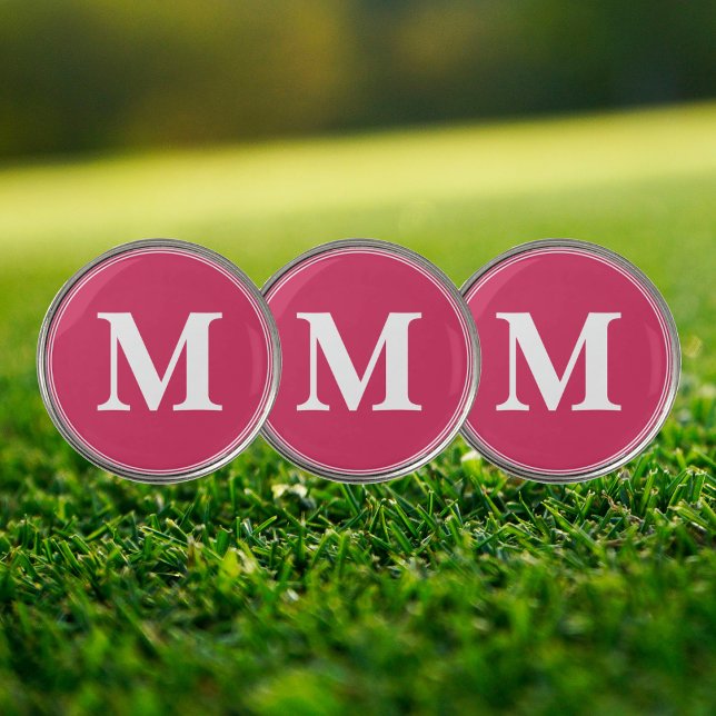 Create Custom Personalized Pink White Monogrammed Golf Ball Marker (Create Custom Personalized Pink White Monogrammed Golf Ball Marker)