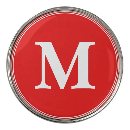 Create Custom Personalized Red White Monogrammed Golf Ball Marker