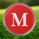 Create Custom Personalized Red White Monogrammed Golf Ball Marker<br><div class="desc">Create your own custom, personalized, white monogram monogrammed on red background, cool, elegant, stylish, 1" diameter golf ball markers. Simply type in your initials / monogram, to customize. While you add / design, you'll be able to see a preview of your creation, throughout. Make a great gift for birthday, fathers...</div>