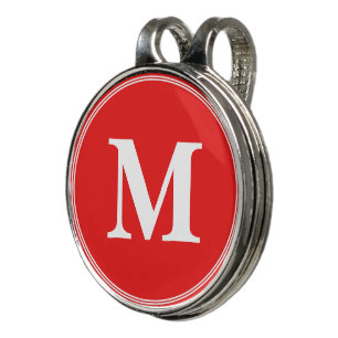 Create Custom Personalized Red White Monogrammed Golf Hat Clip