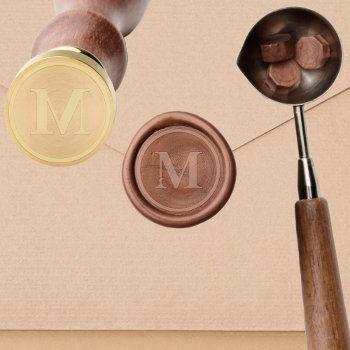 Create Custom Personalized Simple Elegant Monogram Wax Seal Stamp by iCoolCreate at Zazzle