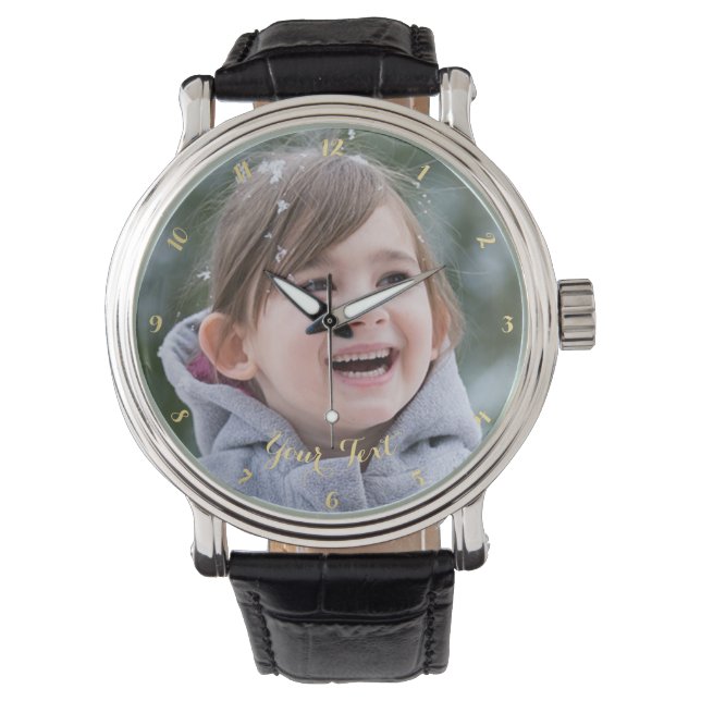 Create Custom Photo Fathers Day Mens Watch for Dad (Front)