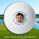 Create Custom Photo Golfer Blue Personalized Text Golf Balls<br><div class="desc">Introducing our modern and stylish golf balls that you can personalize to your liking! These golf balls make for the perfect golfer gifts, whether it's for your dad, grandpa, mom, or even from your furry friend, with the option to add a picture of your pet or dog. Our create your...</div>