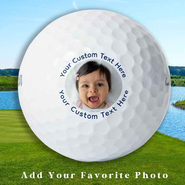 Create Custom Photo Golfer Blue Personalized Text Golf Balls (Creator Uploaded)