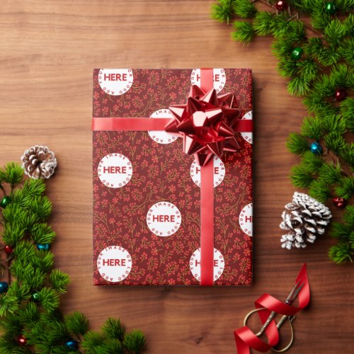 Create Custom Photo  Logo Modern Flower Christmas Wrapping Paper