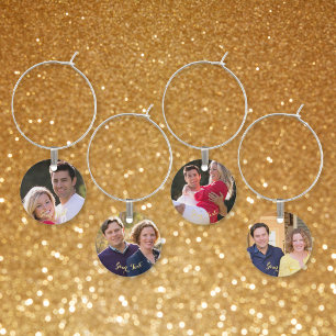 Create Custom Photo Text Set of 4 Wine Glass Charm