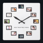 Create Custom Photos Square Wall Clock<br><div class="desc">Personalize this clock with your own photos to make a unique clock for self or a memorable gift for somebody you love. Fun gift idea for a birthday, wedding, anniversary, graduation, reunion or Christmas. You can also easily add your text. Click on the "Customize It" button to resize or position...</div>