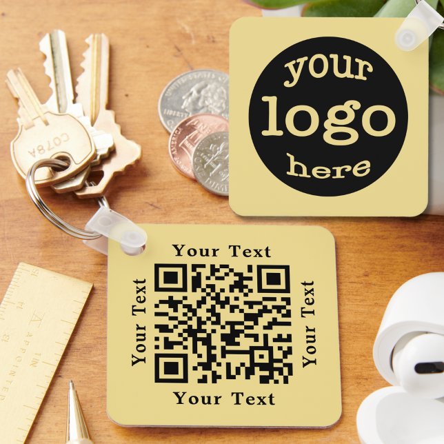 Create Custom QR Code Business Company Logo Gold Keychain (Create Custom QR Code Business Company Logo Gold Keychain)