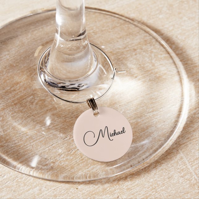 Create Custom Rose Gold Monogram Chic Wine Charm (In Situ)