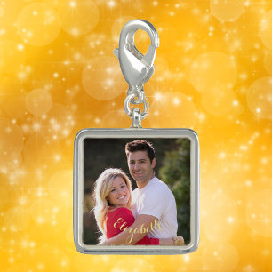 Create Custom Silver Plated Square Photo Charm