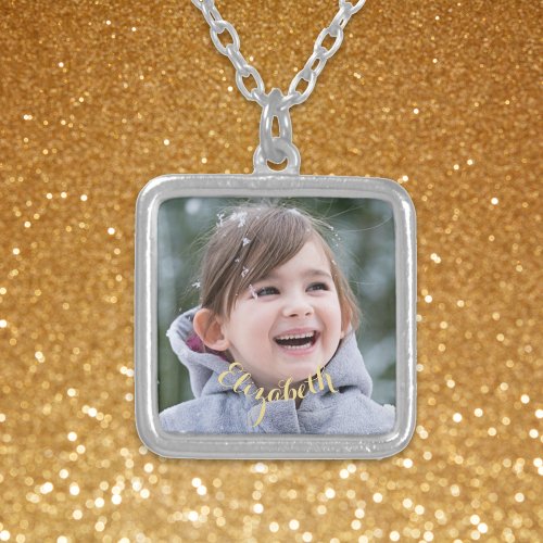 Create Custom Silver Plated Square Photo Necklace
