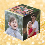 Create Custom Solid Wood Five 4 x 4 Photos Text Cube<br><div class="desc">Create your own custom, personalized, solid wood, beautiful elegant faux gold script / typography, five 4" x 4" photos panels photo cube. To customize, simply add your favorite family / couple / kids / pets / wedding / travel photos to the five sides, , and type in your text /...</div>