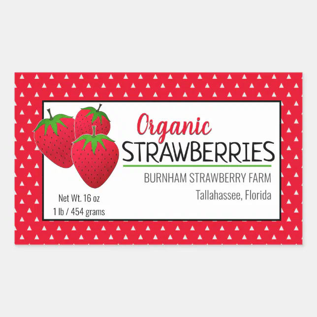 Create Custom Strawberry Food Packaging Rectangular Sticker | Zazzle