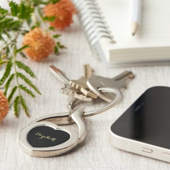 Create Custom Stylish Gold Monogram Birthday Heart Keychain by iCoolCreate at Zazzle