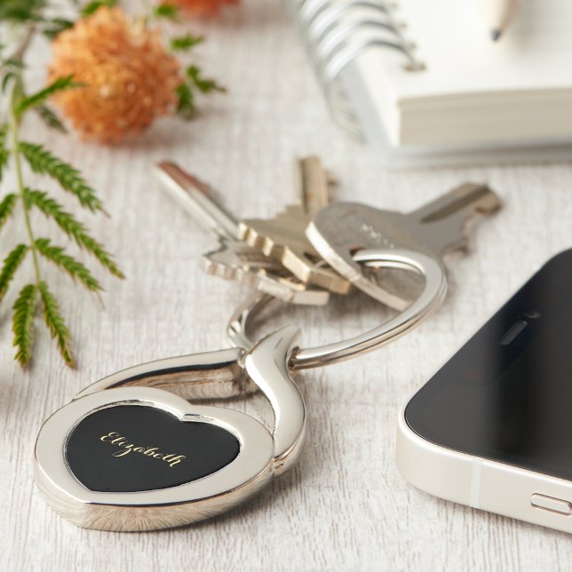 Create Custom Stylish Gold Monogram Birthday Heart Keychain (Create Custom Stylish Gold Monogram Birthday Heart Keychain)