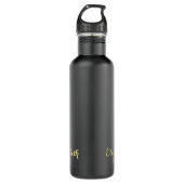 Create Custom Stylish Gold Monogrammed Matte Black Stainless Steel Water Bottle (Front)