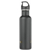 Create Custom Stylish Gold Monogrammed Matte Black Stainless Steel Water Bottle (Back)