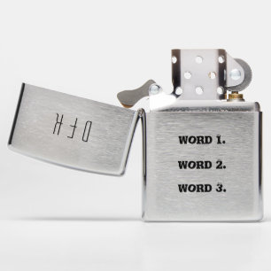 Create custom text simple three words expression zippo lighter