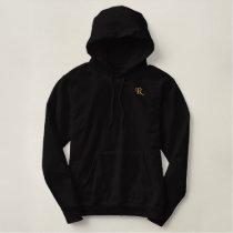 Create Custom Womens Faux Gold Monogram Warm Black Embroidered Hoodie