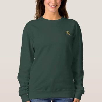 Create Custom Womens Faux Gold Monogrammed Green Embroidered Sweatshirt by iCoolCreate at Zazzle