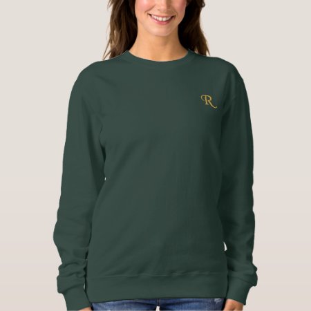 Create Custom Womens Faux Gold Monogrammed Green Embroidered Sweatshir