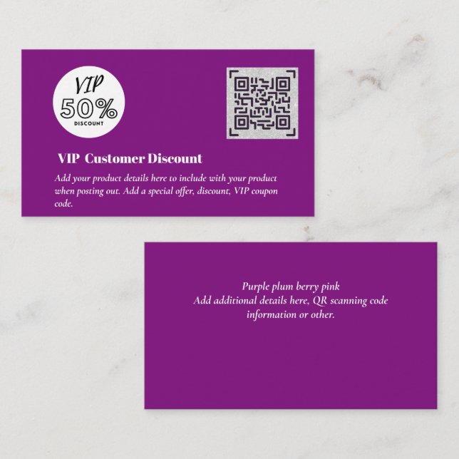 Create Customer VIP Discount Packaging QR Codes Enclosure Card (Front/Back)