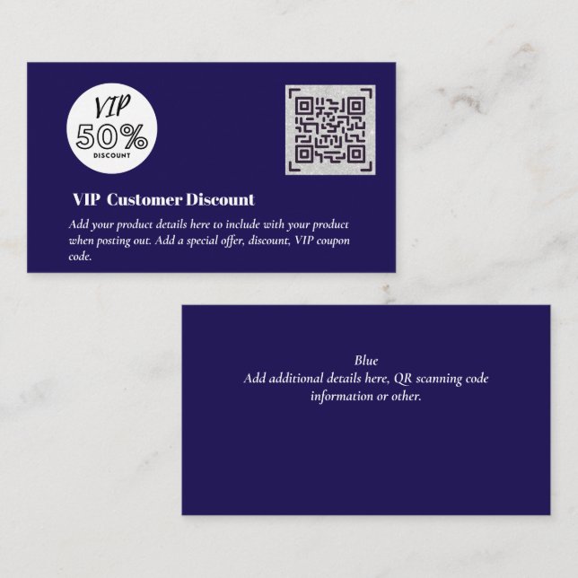 Create Customer VIP Discount Packaging QR Codes Enclosure Card (Front/Back)