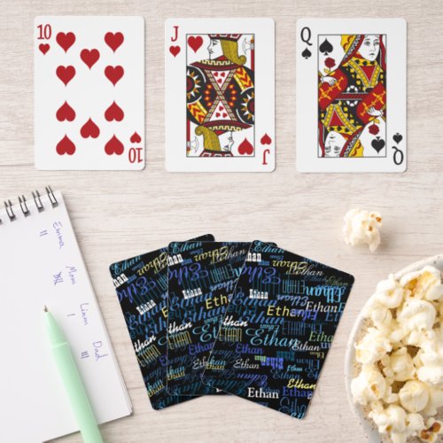 Create deck of Playing Cards with blue names black