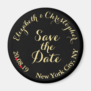 Create Elegant Black Gold Wedding Save the Date Magnet