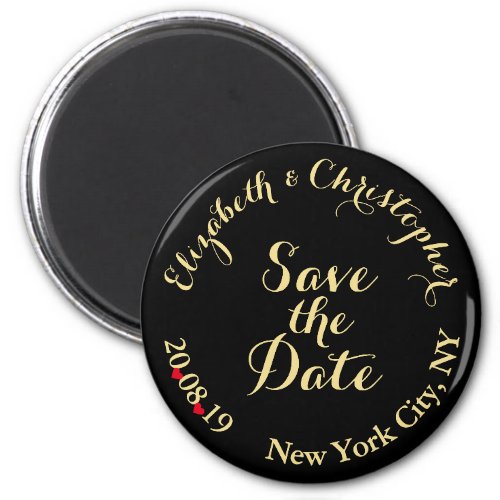 Create Elegant Black Gold Wedding Save the Date Magnet