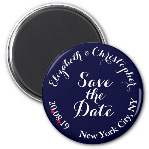 Create Elegant Blue White Wedding Save the Date Magnet