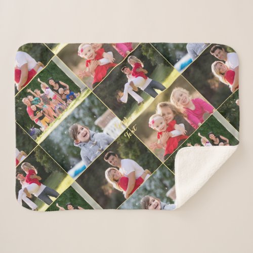 Create Family Kids Pets Wedding 5 Photo Collage Sherpa Blanket