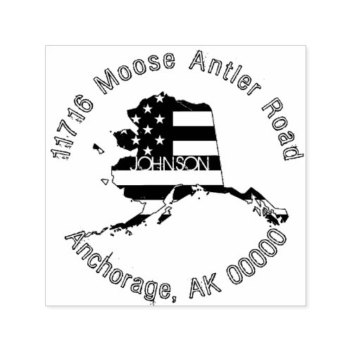 Create Family Name Alaska Patriotic Return Address Self_inking Stamp