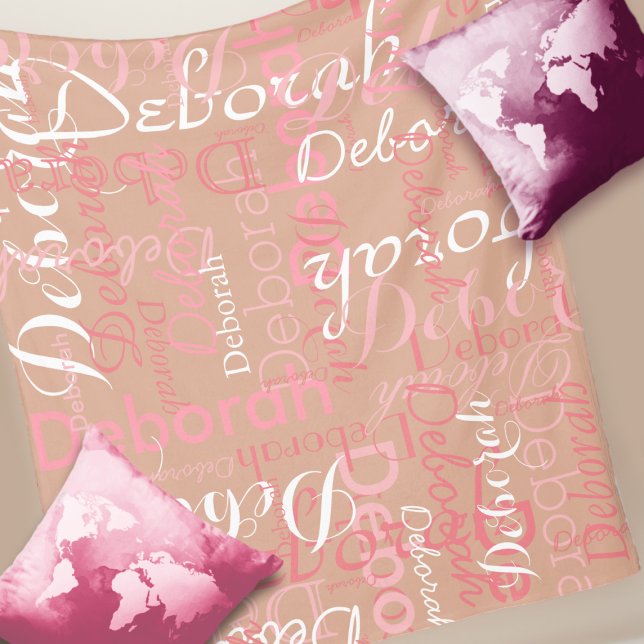 Create Feminine Name Typography Dusty Rose Fleece Blanket (Creator Uploaded)
