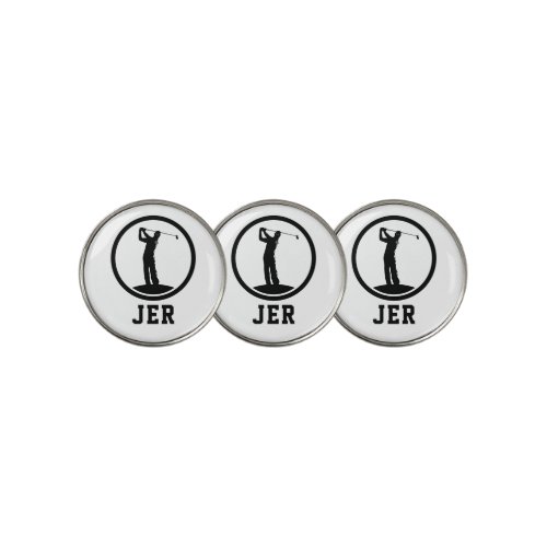 Create Fun Custom Golfer Monogrammed Black White Golf Ball Marker