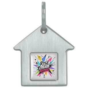 Create Grow Repeat Motivational Typography – Color Pet ID Tag