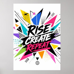 Create Grow Repeat Motivational Typography – Color Poster