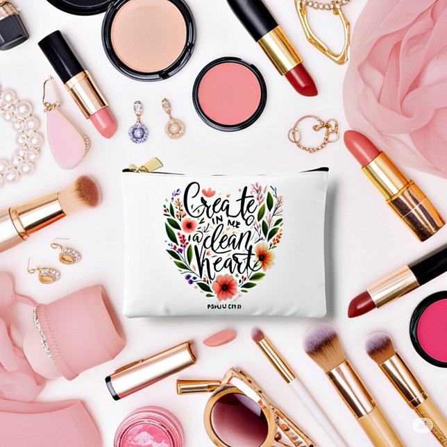 Create in Me a clean Heart floral Accessory Pouch (Creator Uploaded)