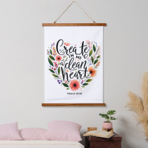 Create in Me a clean Heart floral Hanging Tapestry
