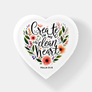 Create in Me a clean Heart floral Paperweight