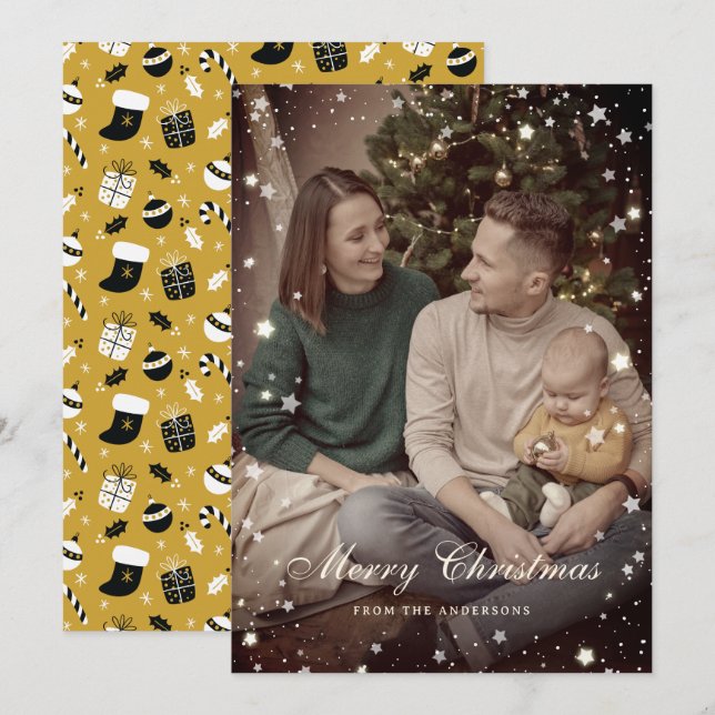 Create Instant Vintage Photo Christmas Holiday Card (Front/Back)