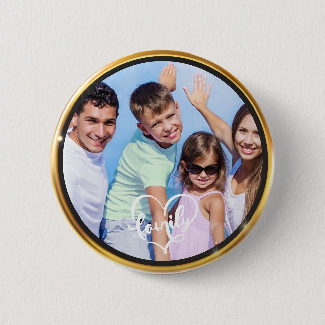 Create it yourself family script Gold Frame Photo Button (Front)