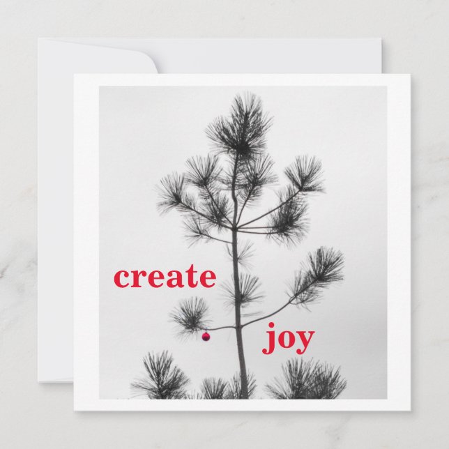 Create Joy Christmas Holidays Pine Tree Ornament Invitation (Front)