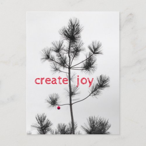 Create Joy Christmas Holidays Pine Tree Ornament Postcard