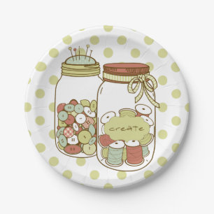 Create mason jar and polka dots paper plates
